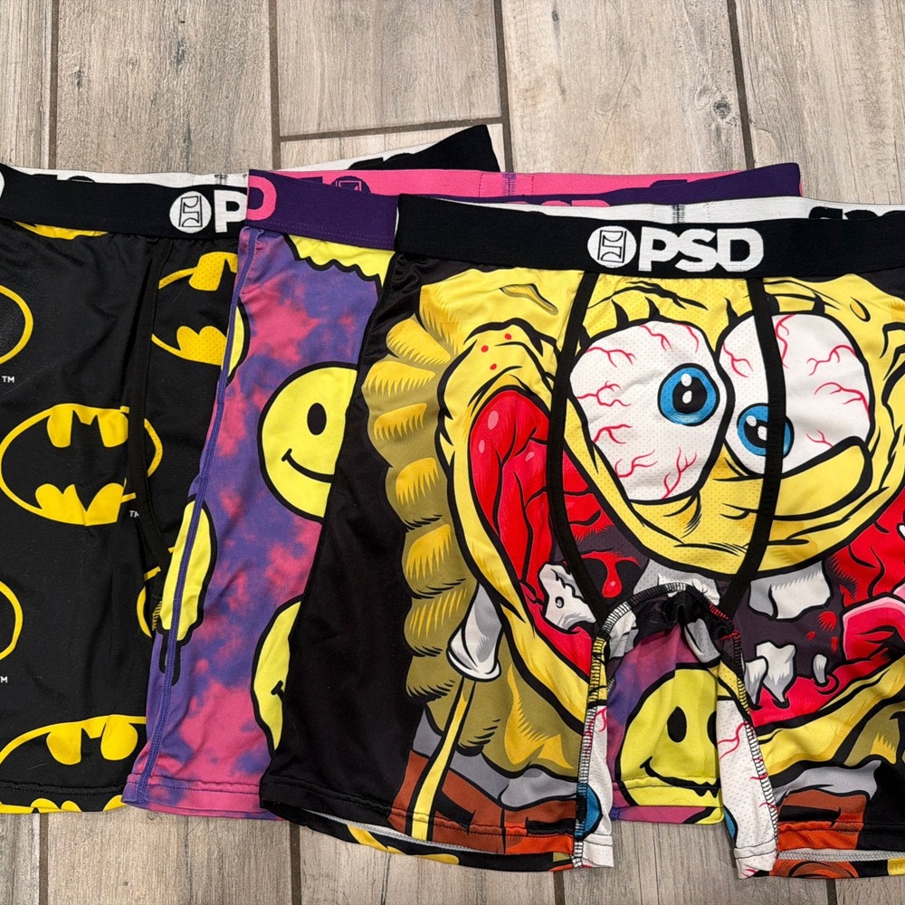 PSD  Boxer Brief Compression Shorts Mens Justice League Sponge Bob Happy Drip